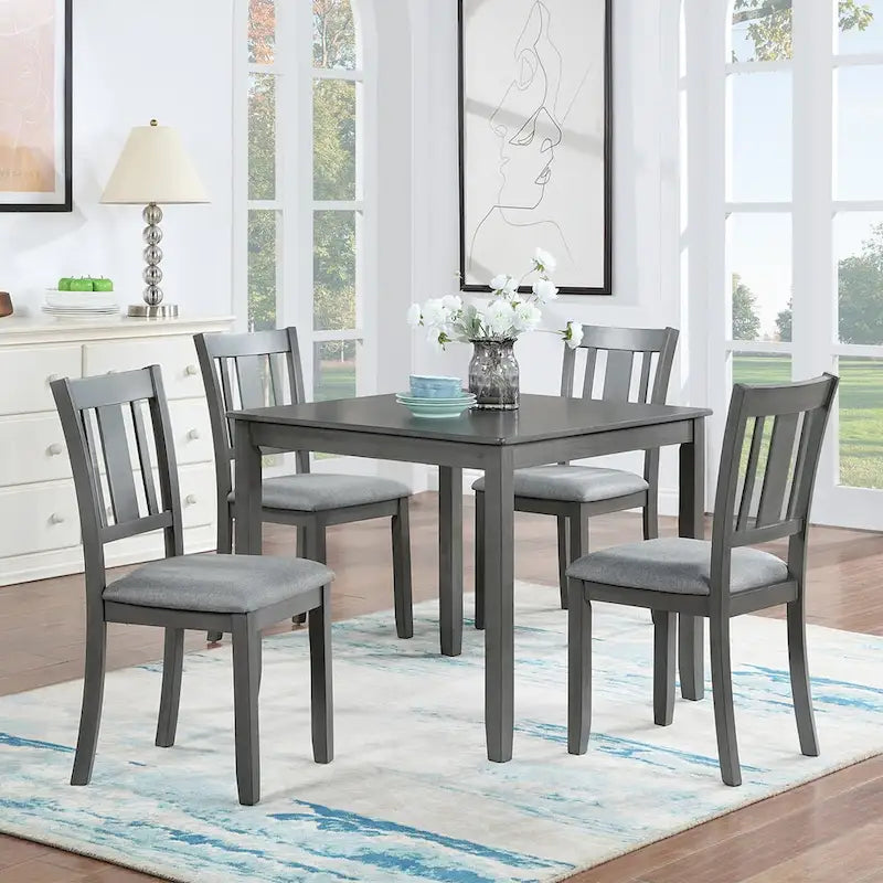 Mesa de Comedor Cuadrada Moderna de Madera para 4 Personas