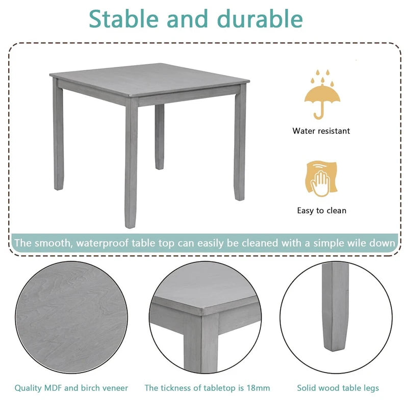 Mesa de Comedor Cuadrada Moderna de Madera para 4 Personas